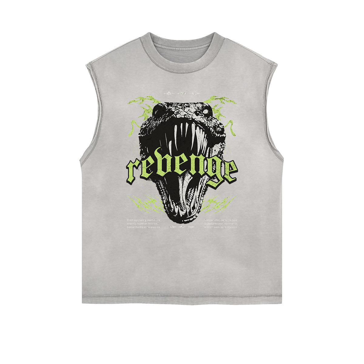 Distressed Sleeveless Snake Pattern Tee