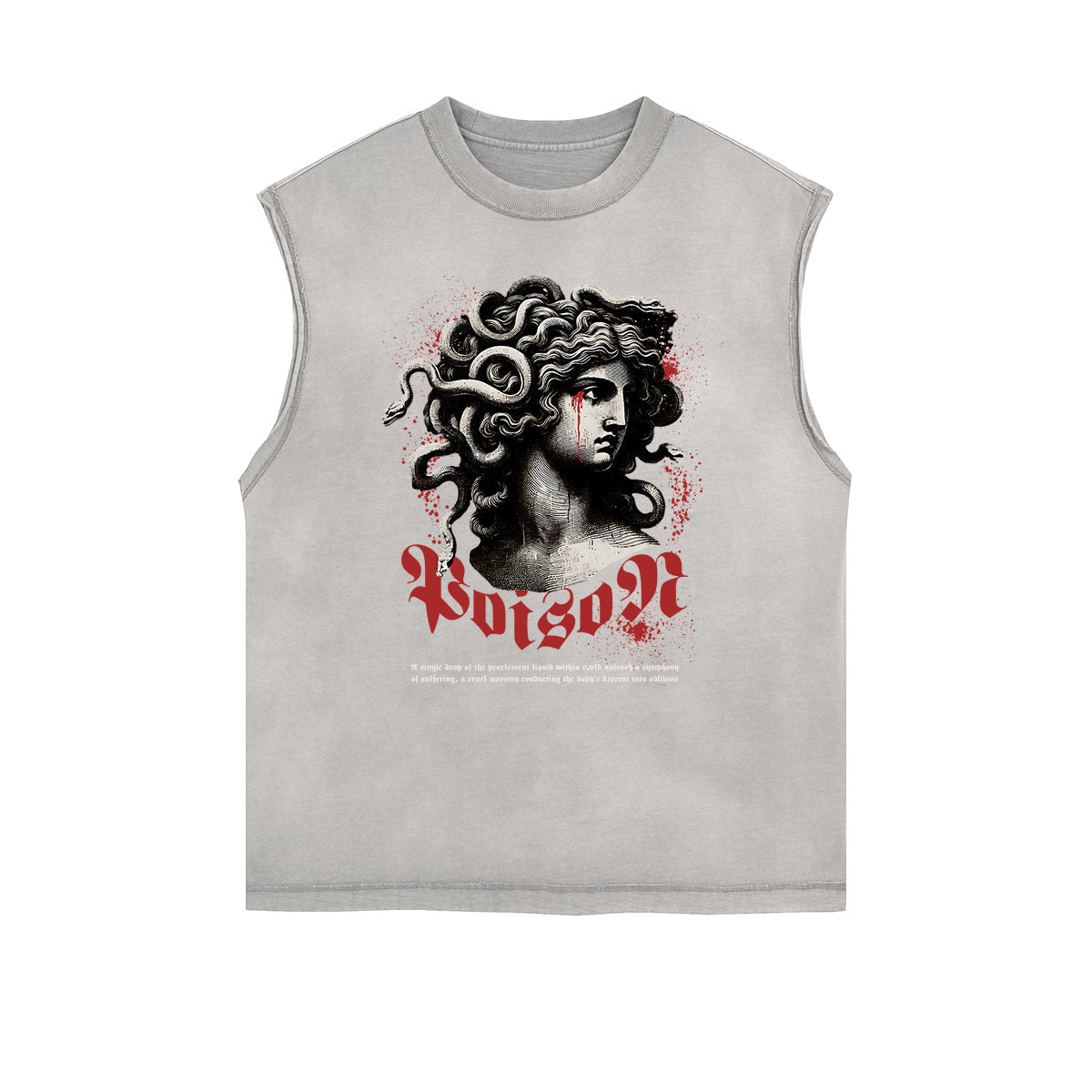 Distressed Sleeveless Snake Pattern Tee