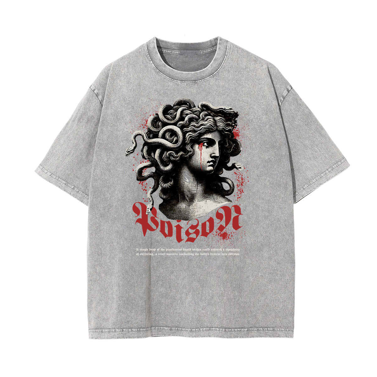 Stone Wash Snake Pattern T Shirt