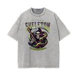 Stone Wash Snake Pattern T Shirt