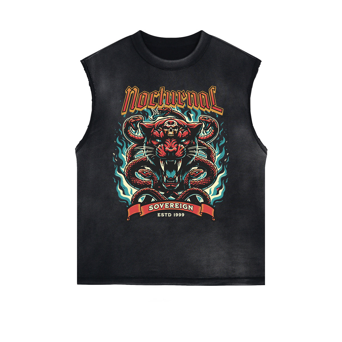 Frayed Edge Snake Graphic Tank Top