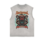 Distressed Sleeveless Snake Pattern Tee