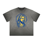 Vintage Frayed Jesus Pattern Tee