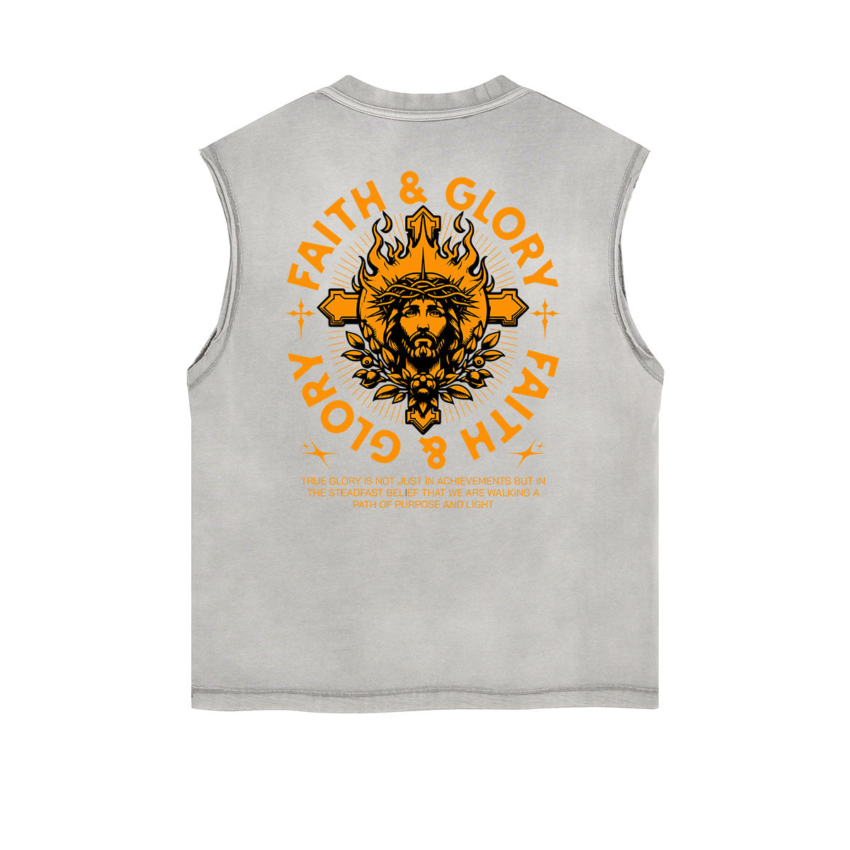 Distressed Sleeveless Jesus Pattern Tee