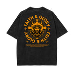 Stone Wash Jesus Pattern T Shirt