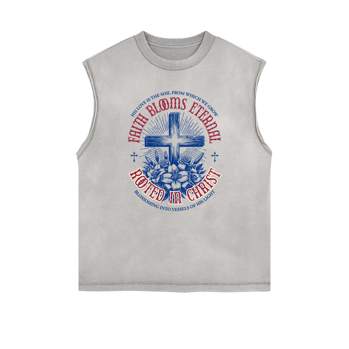 Distressed Sleeveless Jesus Pattern Tee
