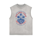 Distressed Sleeveless Jesus Pattern Tee
