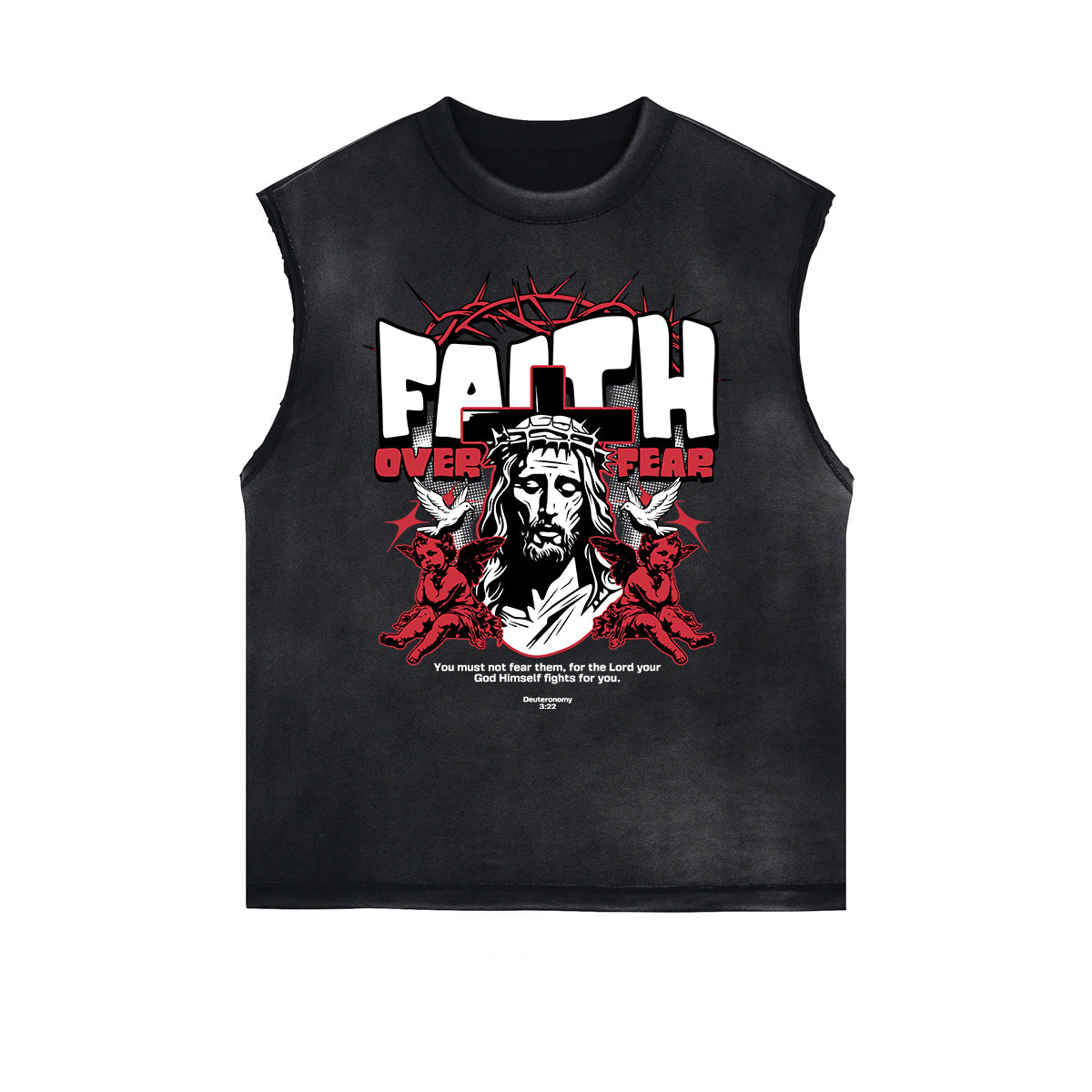 Frayed Edge Jesus Graphic Tank Top