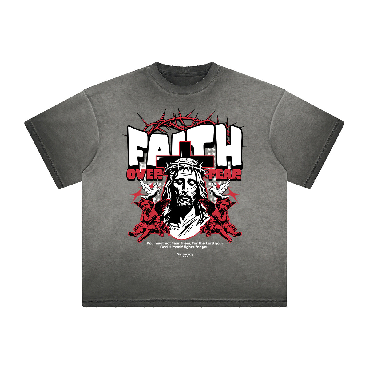 Vintage Frayed Jesus Pattern Tee