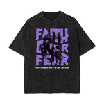 Stone Wash Jesus Pattern T Shirt