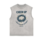 Distressed Sleeveless Jesus Pattern Tee