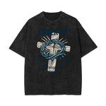 Stone Wash Jesus Pattern T Shirt