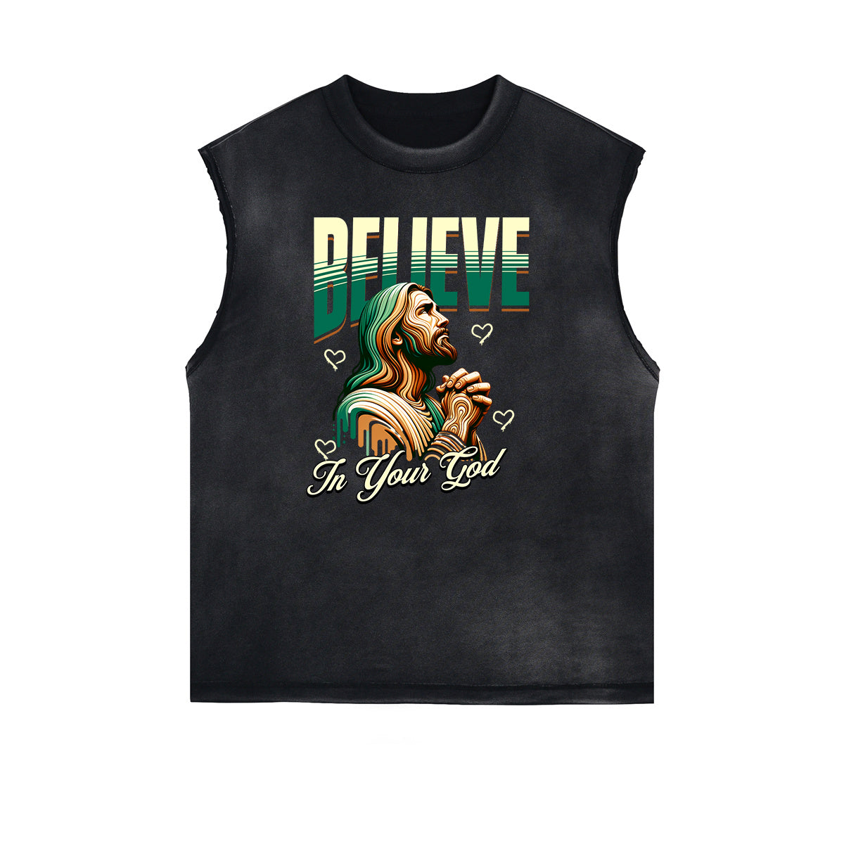 Frayed Edge Jesus Graphic Tank Top