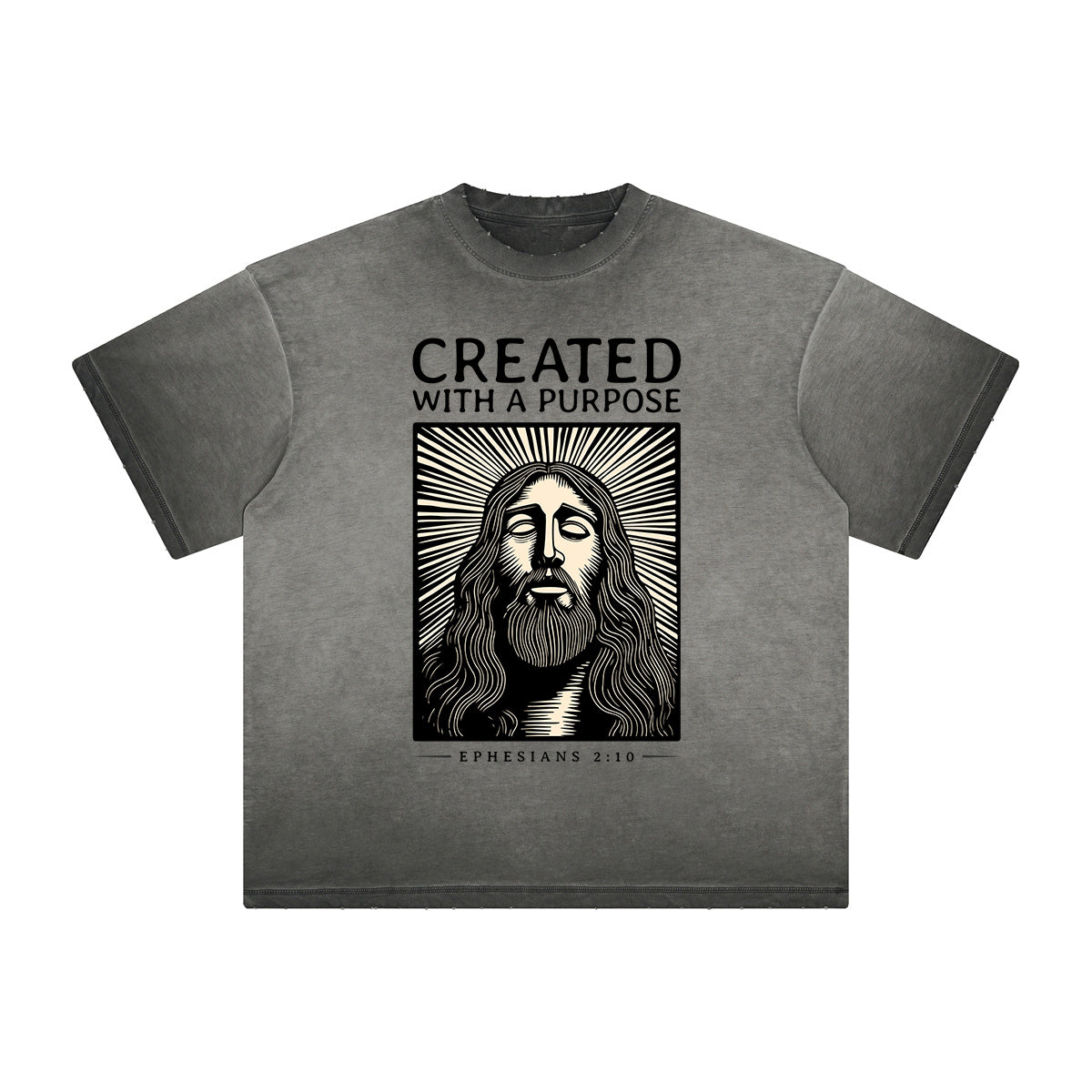 Vintage Frayed Jesus Pattern Tee