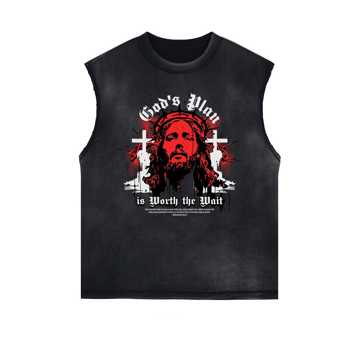 Frayed Edge Jesus Graphic Tank Top