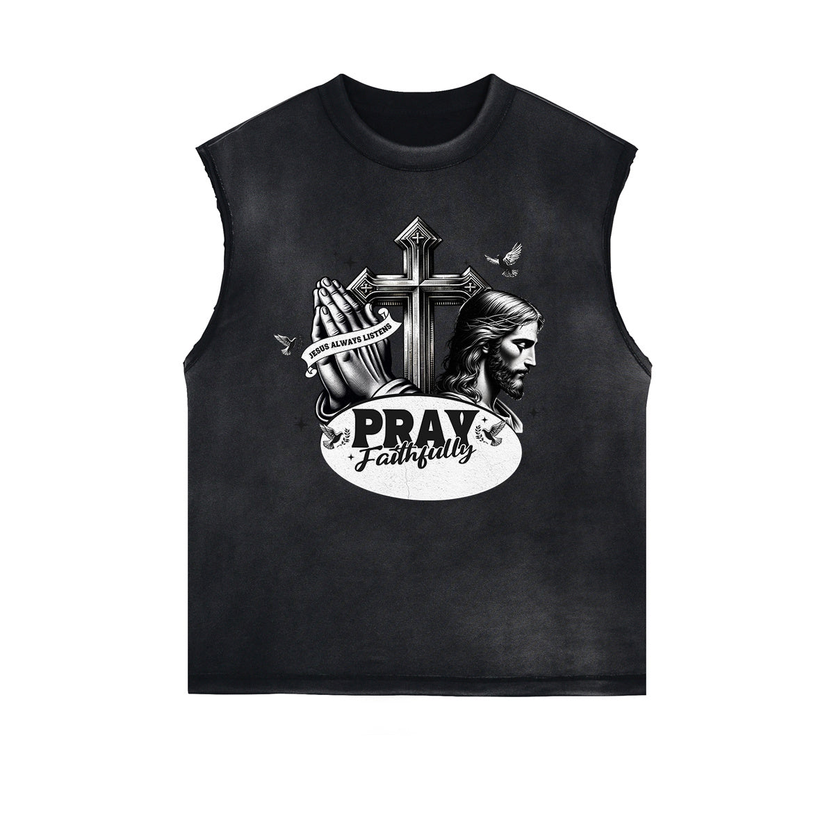 Frayed Edge Jesus Graphic Tank Top