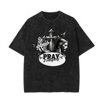 Stone Wash Jesus Pattern T Shirt