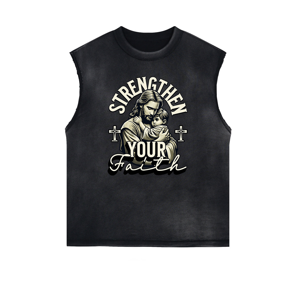 Frayed Edge Jesus Graphic Tank Top