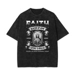 Stone Wash Jesus Pattern T Shirt