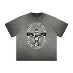 Vintage Frayed Jesus Pattern Tee