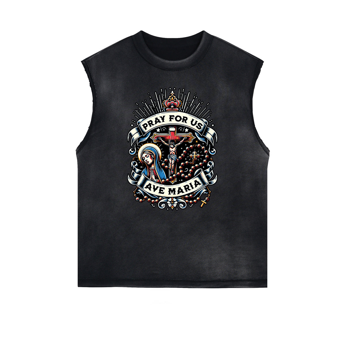 Frayed Edge Jesus Graphic Tank Top