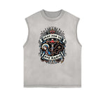 Distressed Sleeveless Jesus Pattern Tee