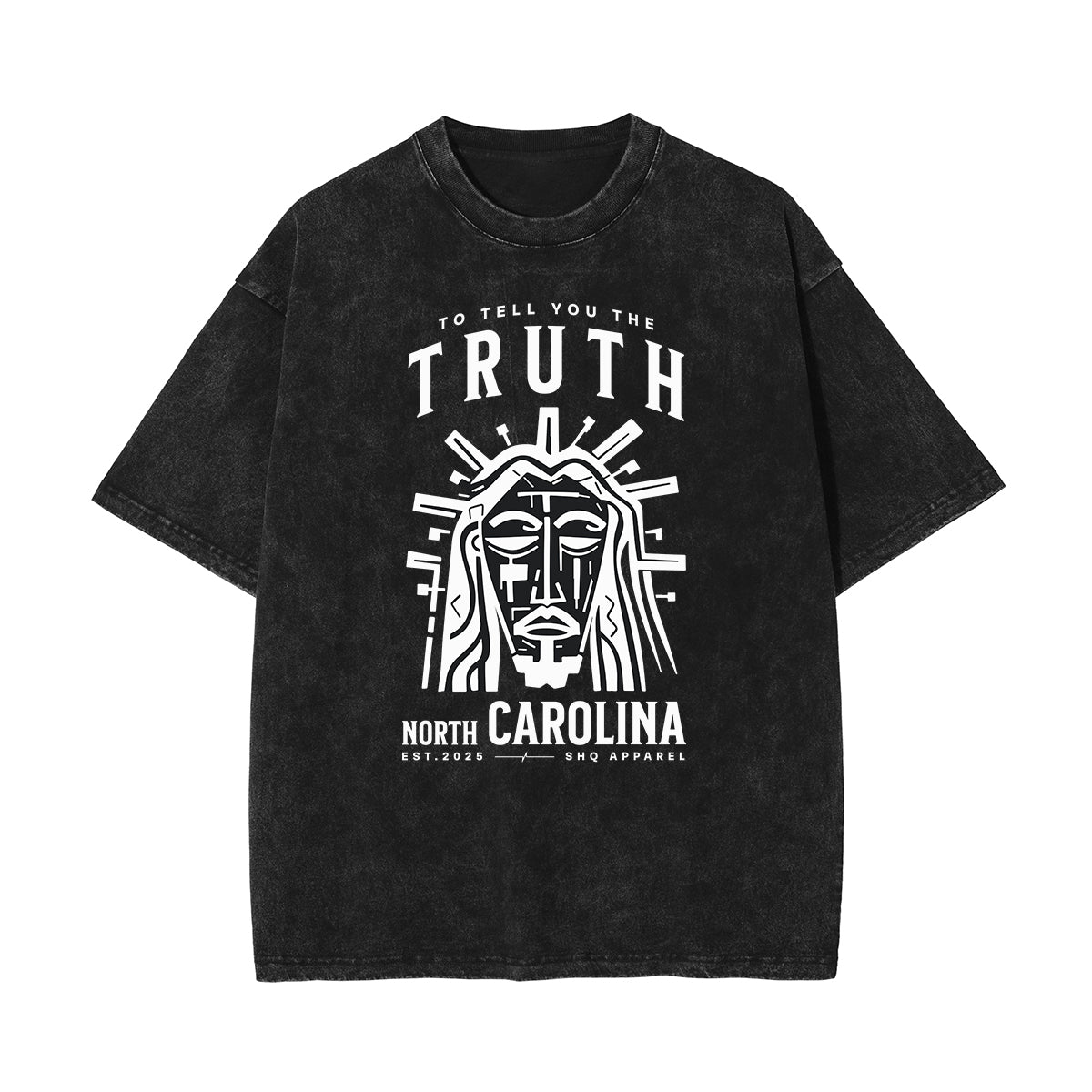 Stone Wash Jesus Pattern T Shirt