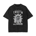 Stone Wash Jesus Pattern T Shirt