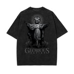 Stone Wash Jesus Pattern T Shirt