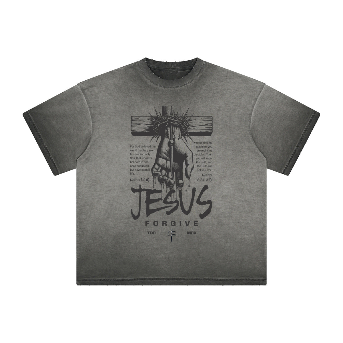 Vintage Frayed Jesus Pattern Tee