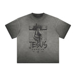 Vintage Frayed Jesus Pattern Tee