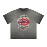 Thick Faded Red Lips Graphic T Shirt