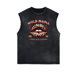 Frayed Edge Red Lips Graphic Tank Top