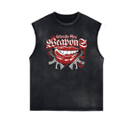 Frayed Edge Red Lips Graphic Tank Top