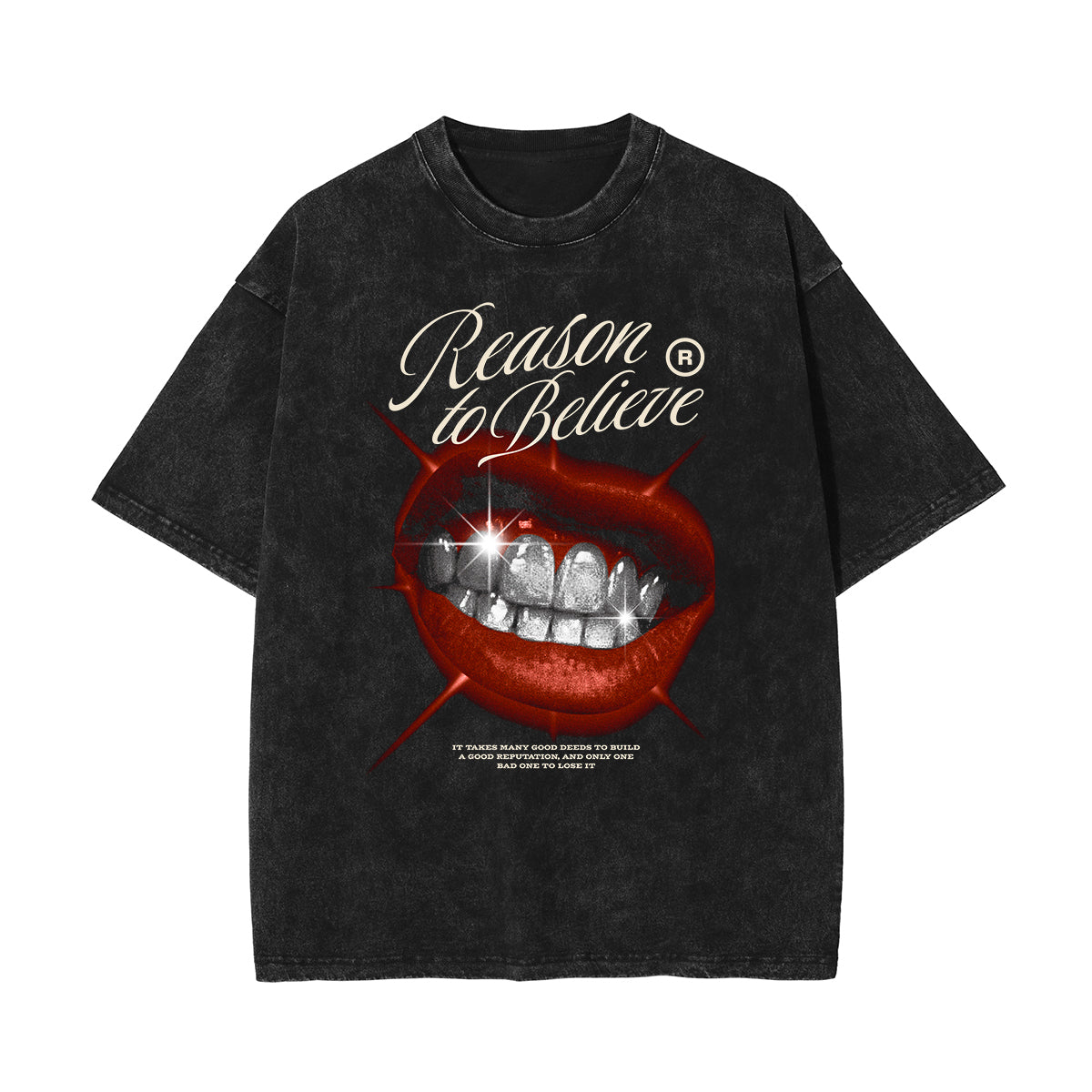 Washed Red Lips Graphic Cotton Tee