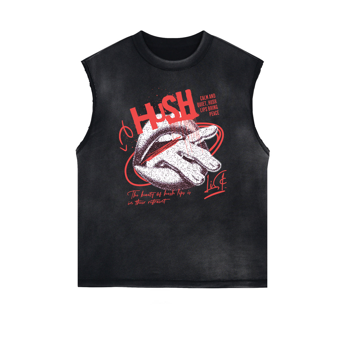 Frayed Edge Red Lips Graphic Tank Top