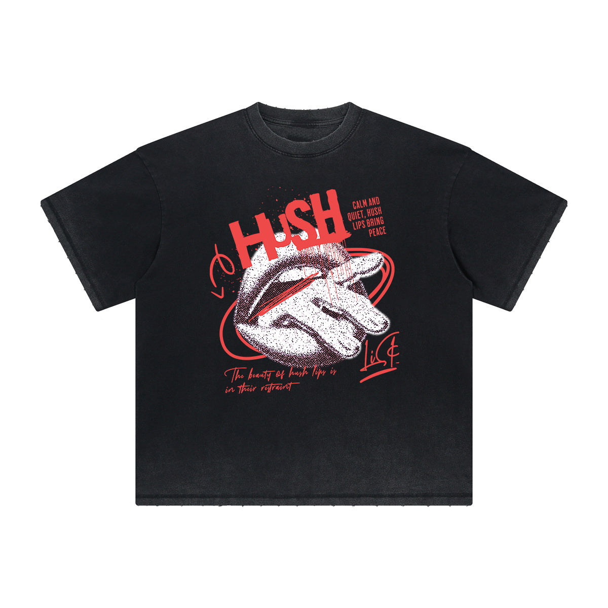 Vintage Frayed Red Lips Pattern Tee