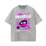 Stone Wash Red Lips Pattern T Shirt