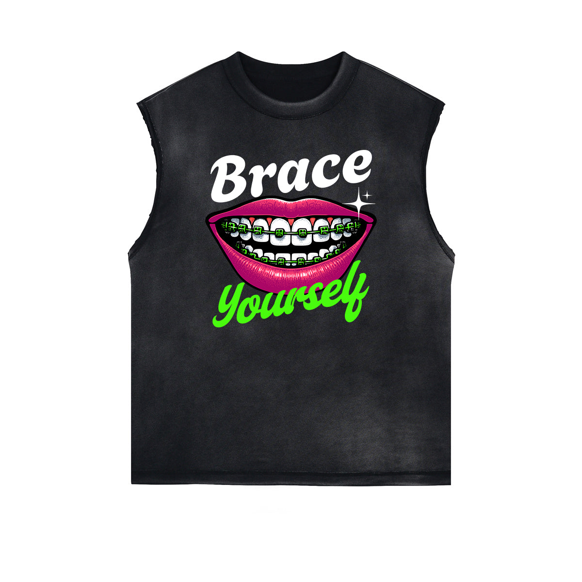 Frayed Edge Red Lips Graphic Tank Top