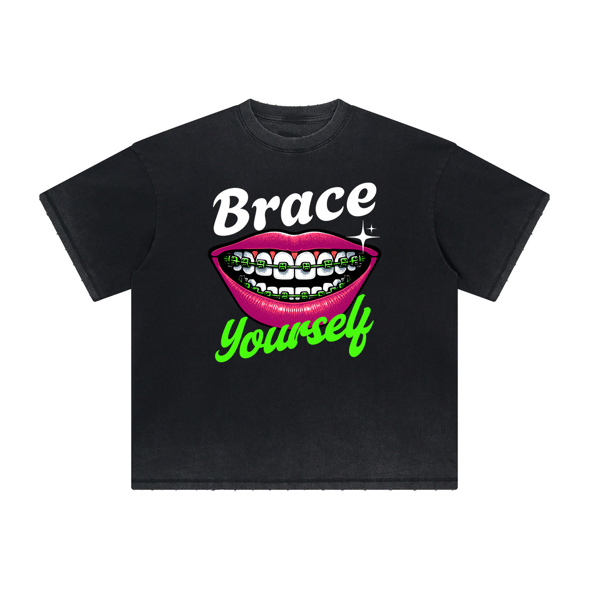 Vintage Frayed Red Lips Pattern Tee