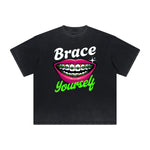 Vintage Frayed Red Lips Pattern Tee