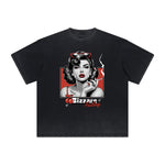 Vintage Frayed Red Lips Pattern Tee