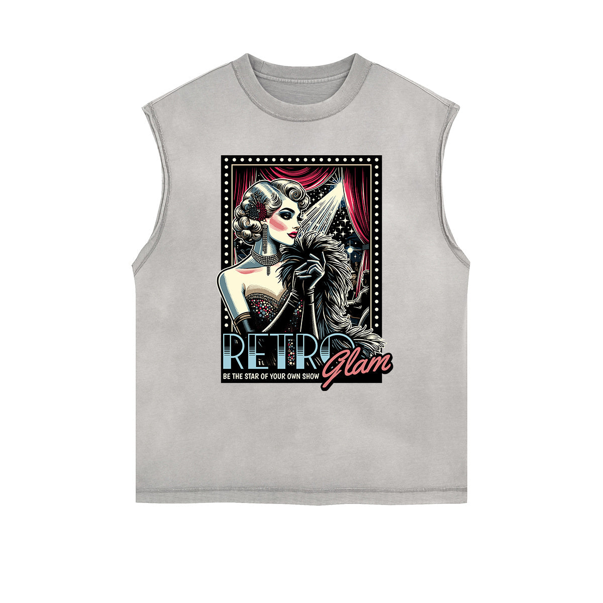 Distressed Sleeveless Red Lips Pattern Tee