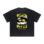 Vintage Frayed Red Lips Pattern Tee