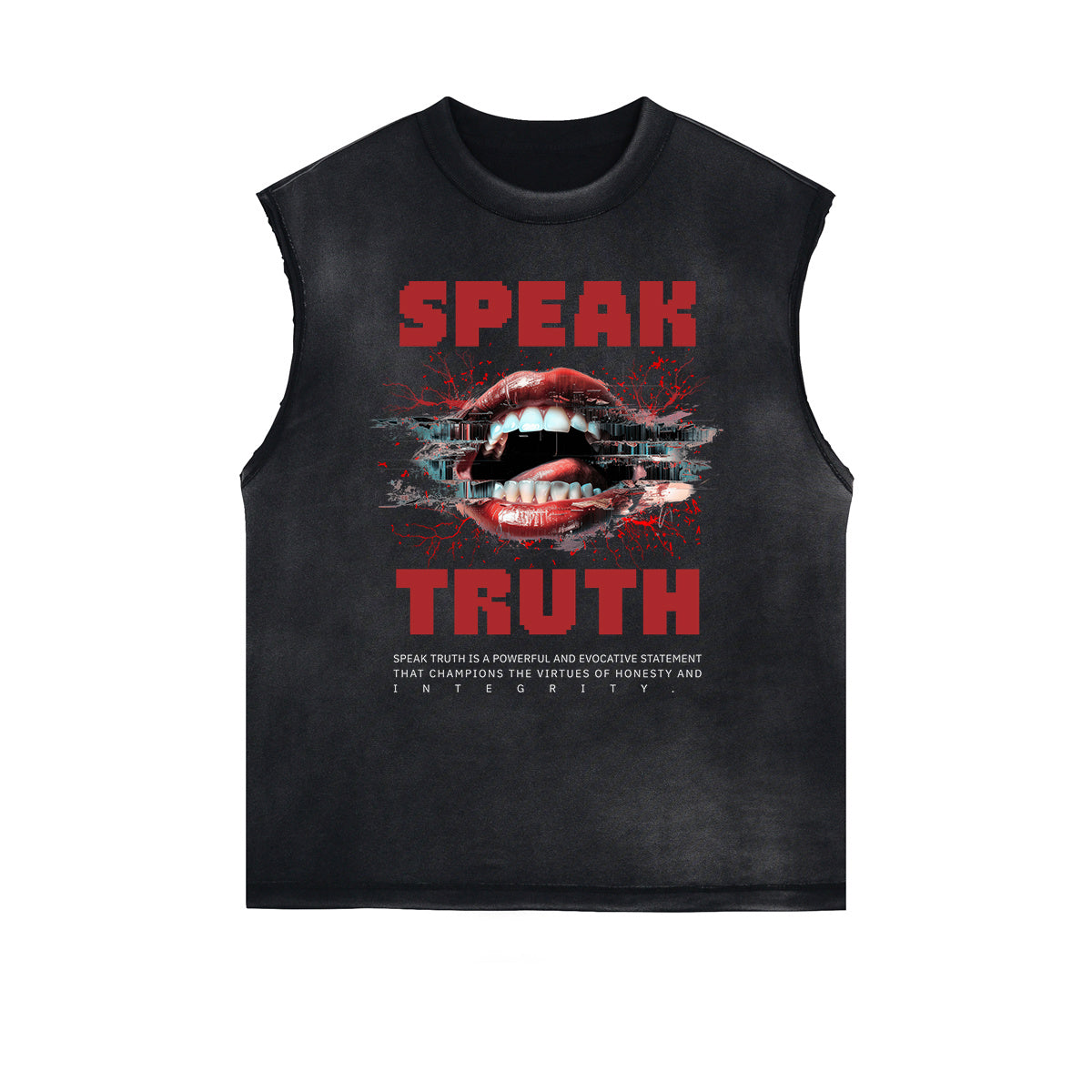 Frayed Edge Red Lips Graphic Tank Top