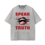 Stone Wash Red Lips Pattern T Shirt