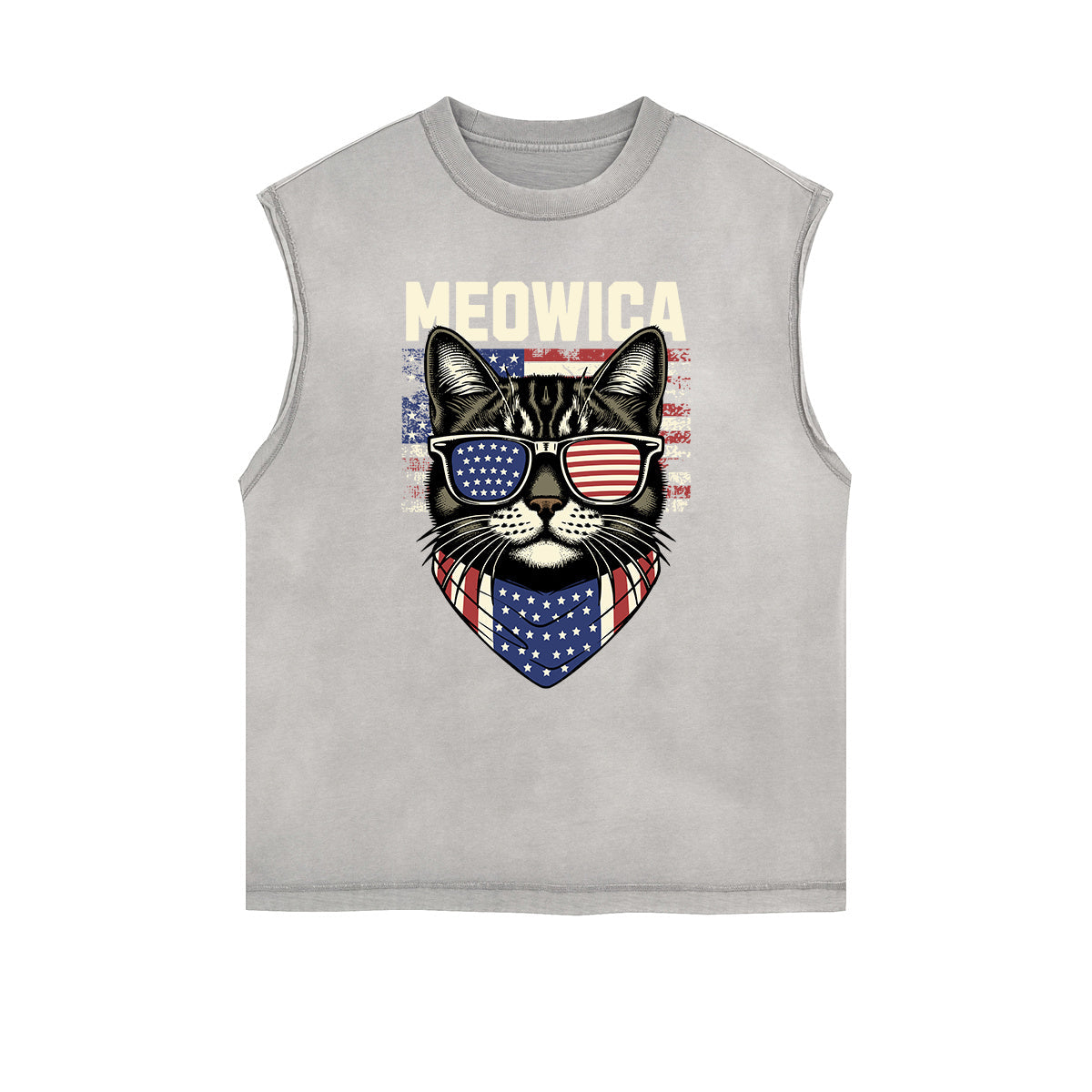 Frayed Edge Cat Graphic Tank Top