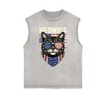 Frayed Edge Cat Graphic Tank Top