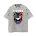Washed Cat Graphic Cotton Tee