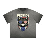 Vintage Frayed Cat Pattern Tee